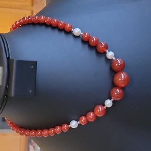 Carnelian and Pearl Necklace